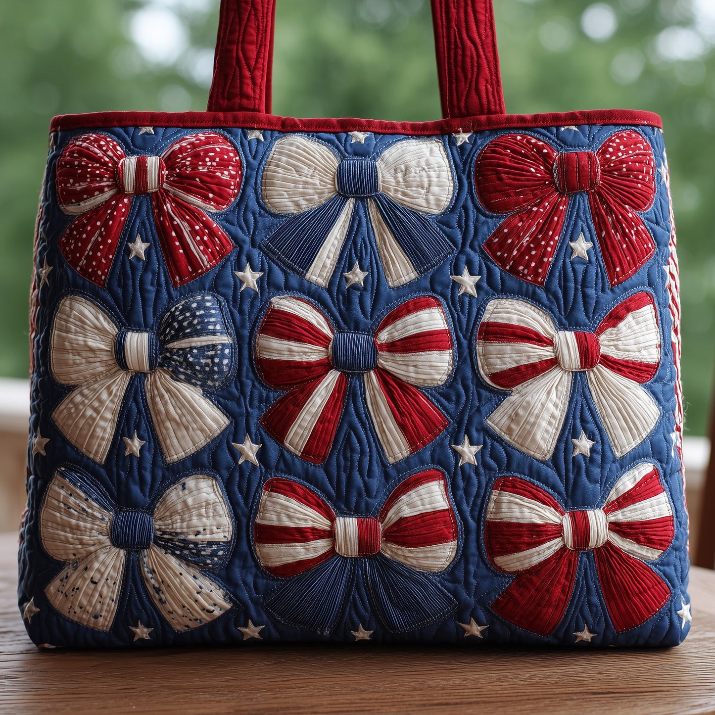Patriotic Bow Quilted Tote Bag GFTONL4947