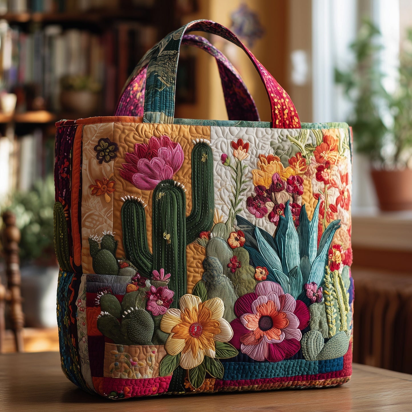 Blooming Cactus Quilted Tote Bag GFTONL5057