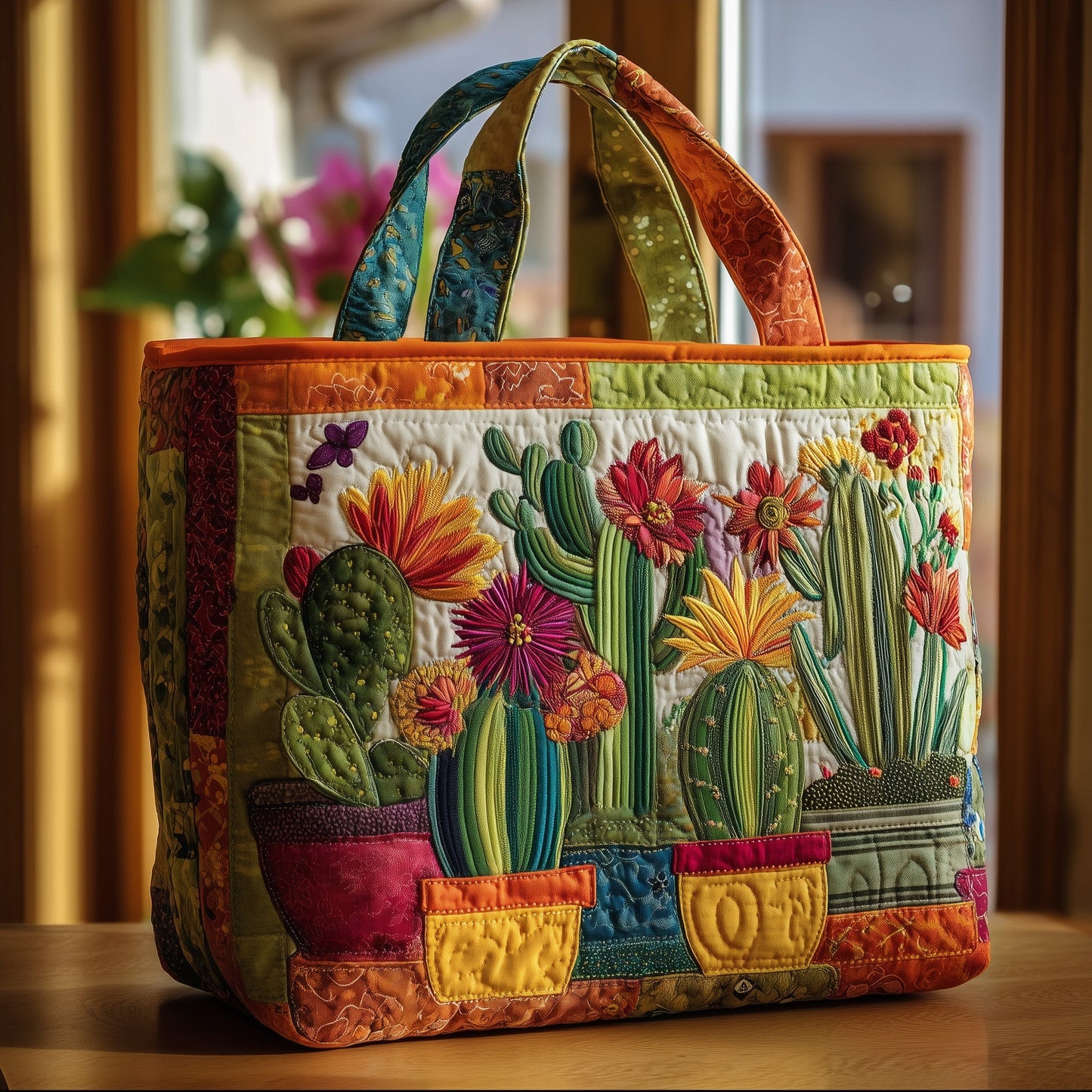 Blooming Cactus Quilted Tote Bag GFTONL5065