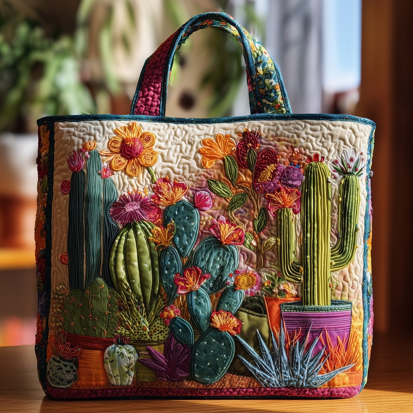 Cactus Charm Quilted Tote Bag GFTONL5077