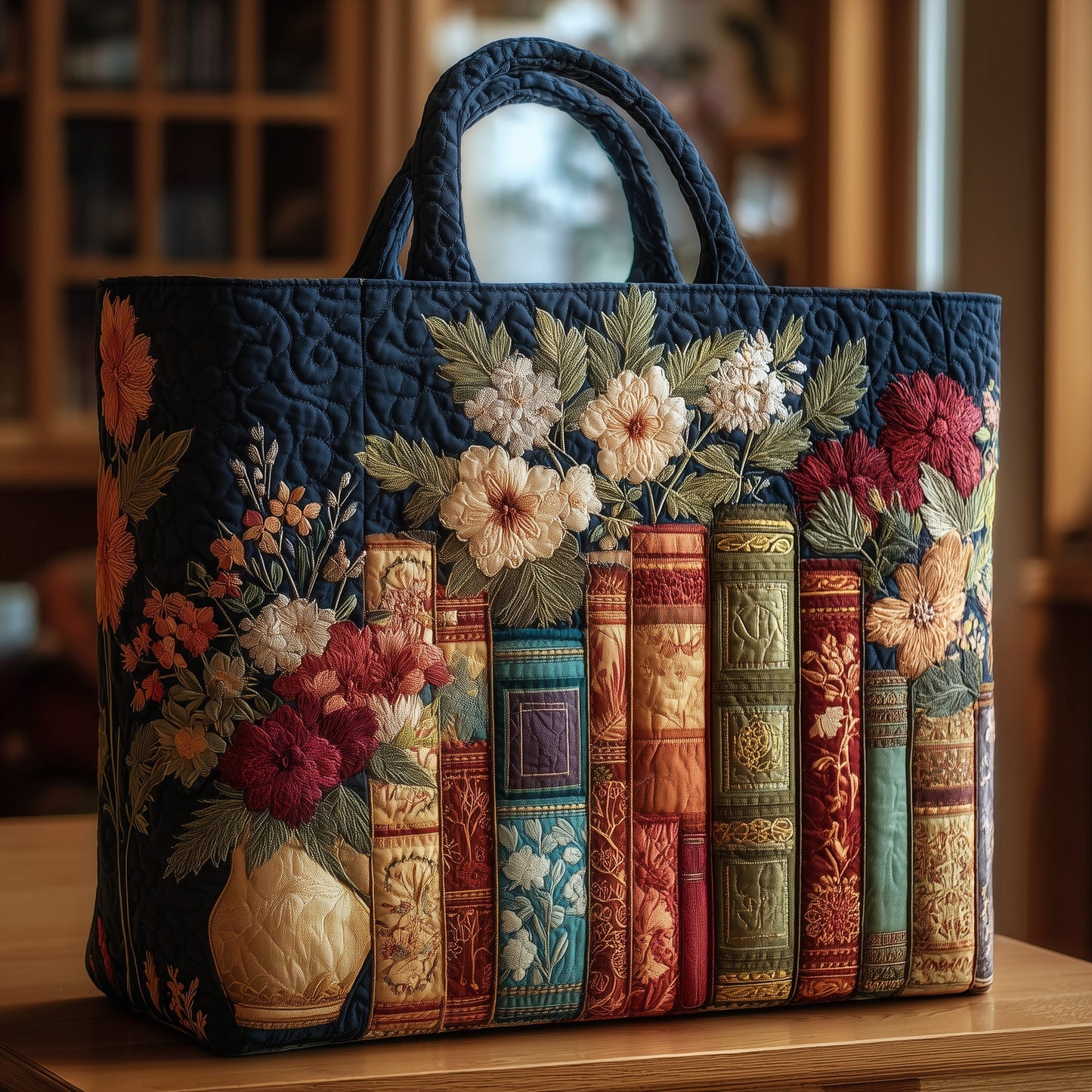 Vintage Bookish Quilted Tote Bag GFTONL5211