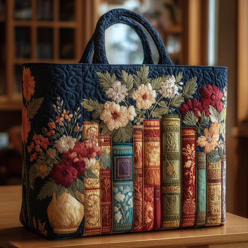 Vintage Bookish Quilted Tote Bag GFTONL5211