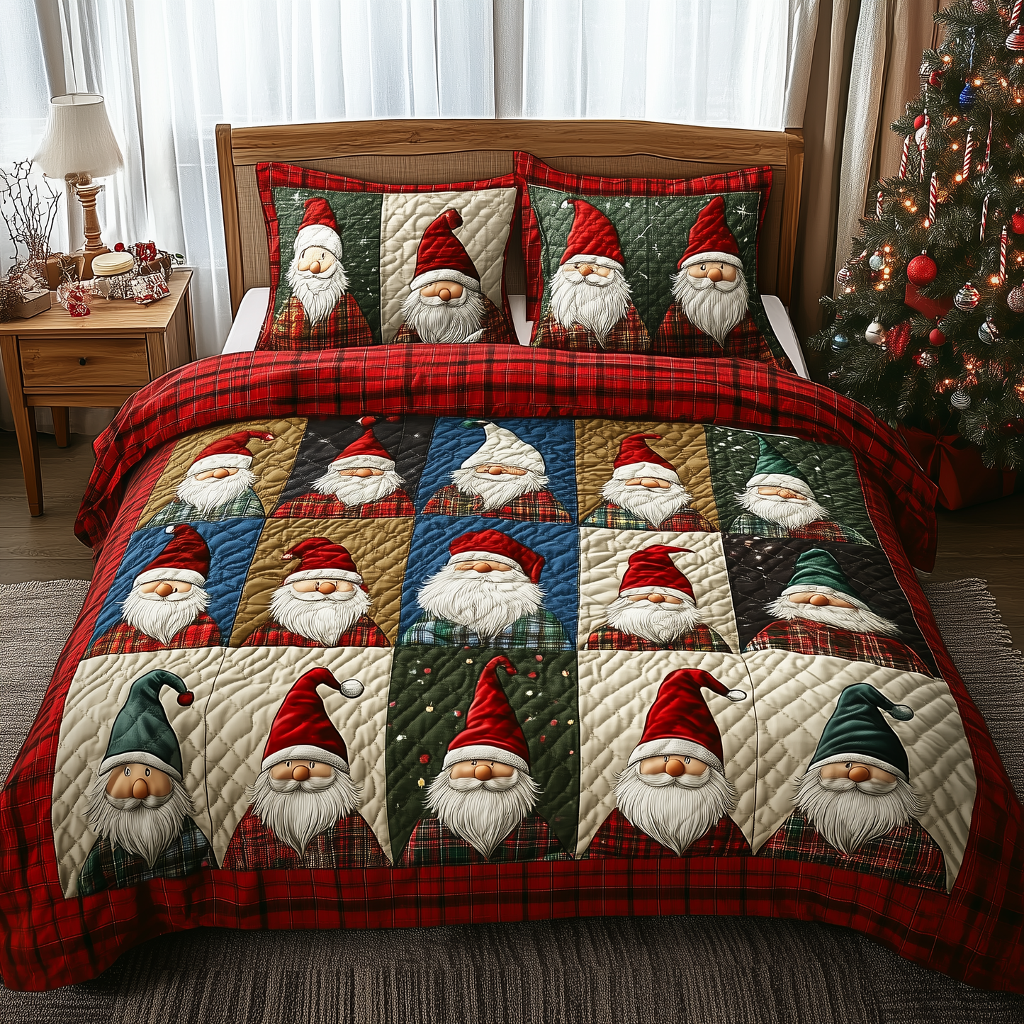 Jolly Gnomes 3-Piece Quilted Bedding Set GFTONL521
