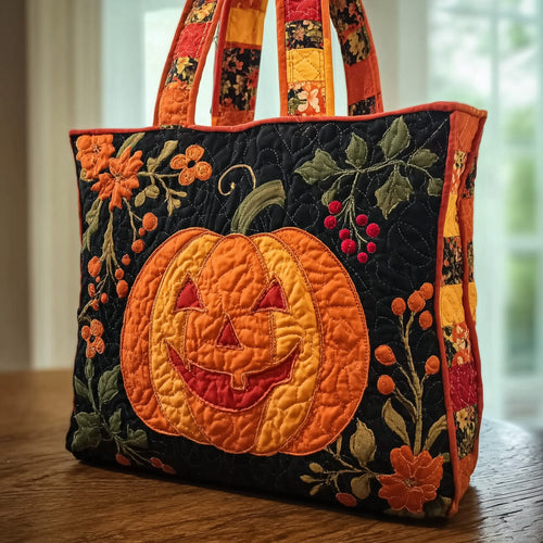 Cheerful Pumpkin Quilted Tote Bag GFTONL5285