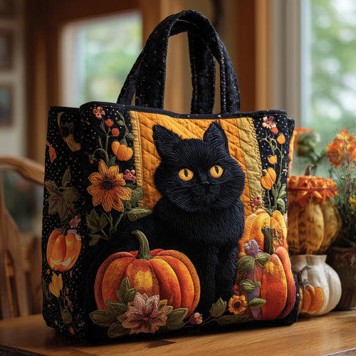 Black Cat Autumn Quilted Tote Bag GFTONL5428
