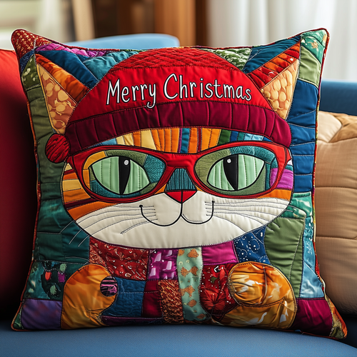 Holiday Cat Quilted Pillow Case GFTONL542