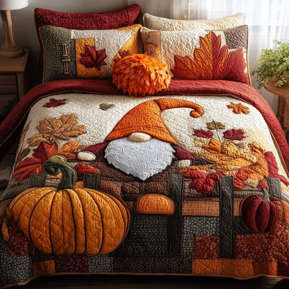 Autumn Gnome 3-Piece Quilted Bedding Set GFTONL5434