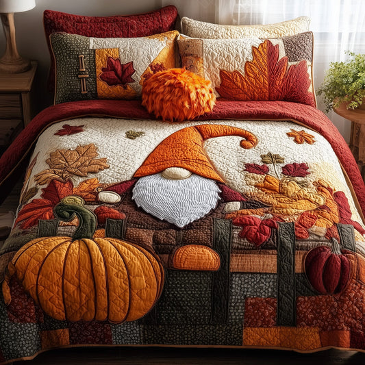 Autumn Gnome 3-Piece Quilted Bedding Set GFTONL5434