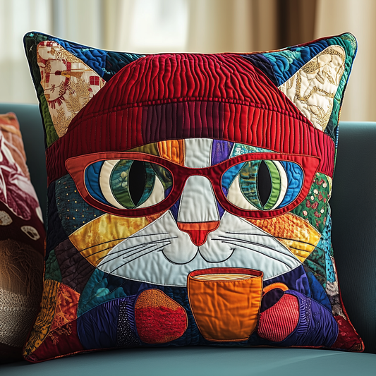 Holiday Cat Quilted Pillow Case GFTONL545