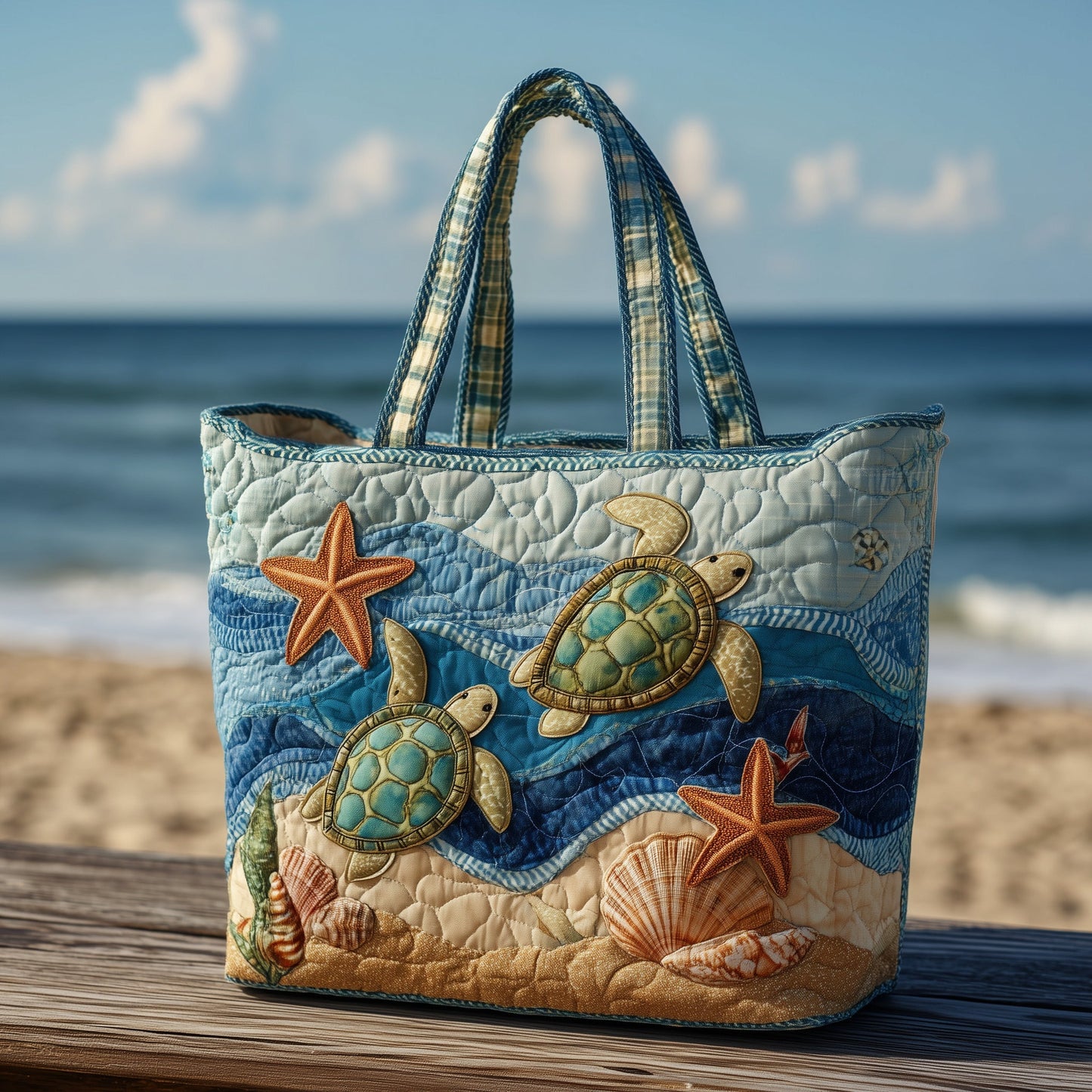 Turtle Drift Quilted Tote Bag GFTONL5612