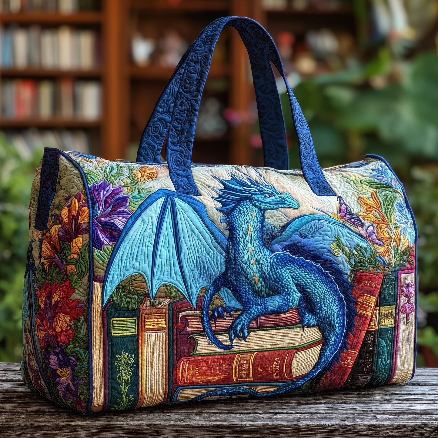 Dragon And Books Quilted Duffle Bag GFTONL5645