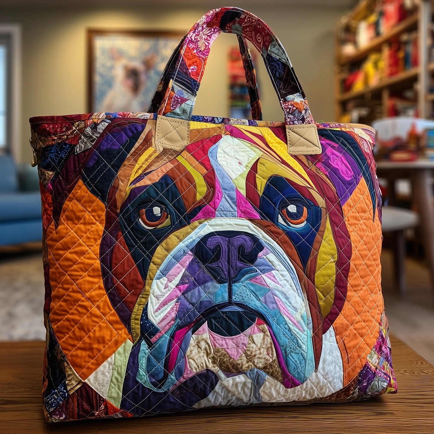 Bulldog Quilted Tote Bag GFTONL5821
