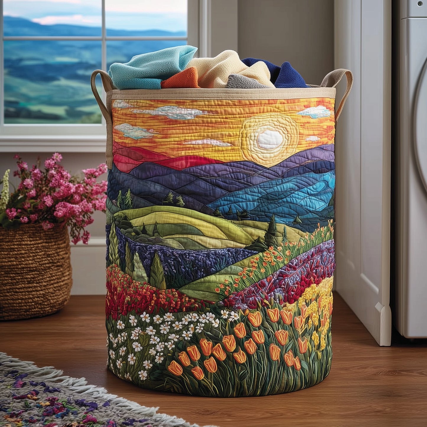 Blooming Hill Quilted Laundry Basket GFTONL5937