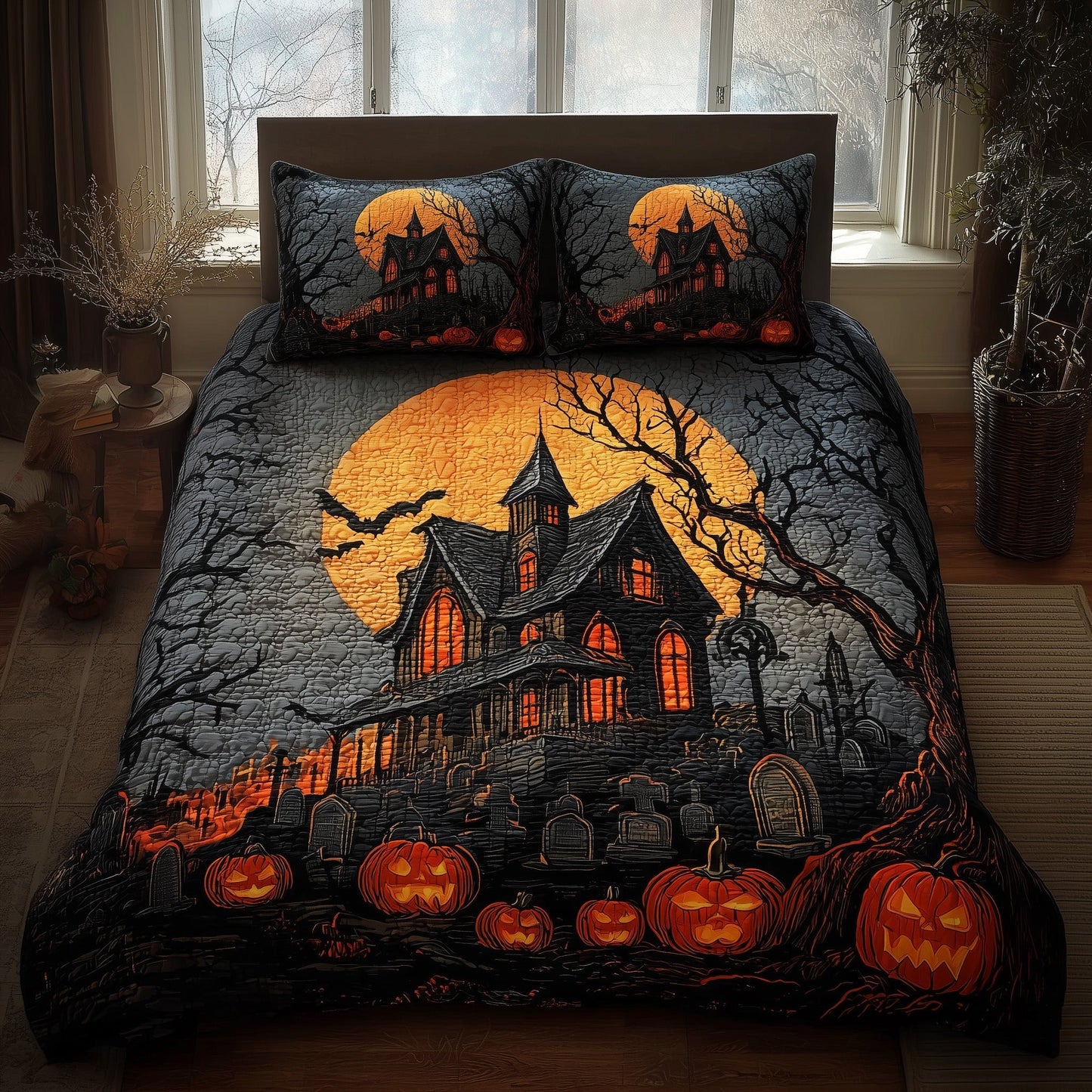 Haunted House 3-Piece Quilted Bedding Set GFTONL5953
