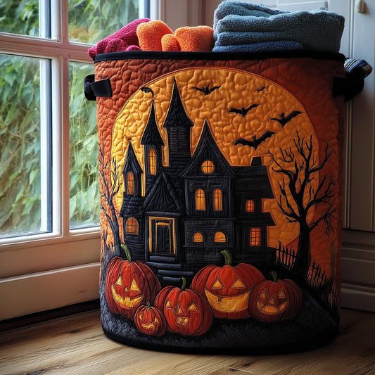 Moonlit Haunted House Quilted Laundry Basket GFTONL5962