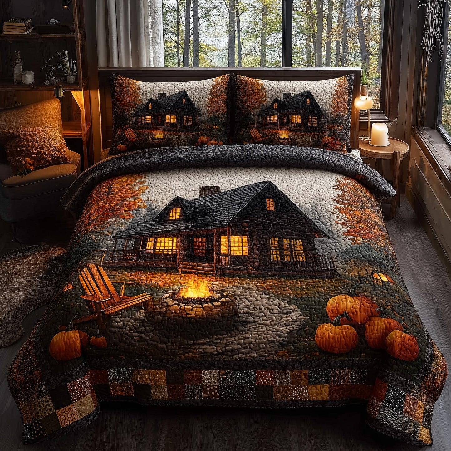 Autumn Cabin 3-Piece Quilted Bedding Set GFTONL5992