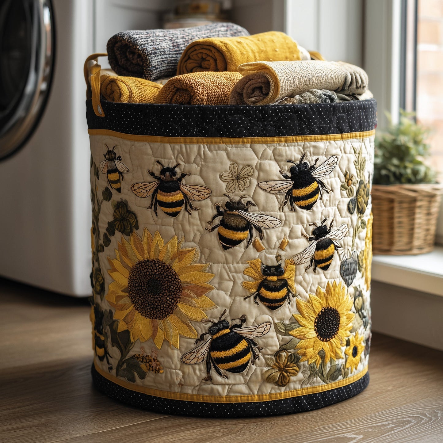 Bee Heaven Quilted Laundry Basket GFTONL6233