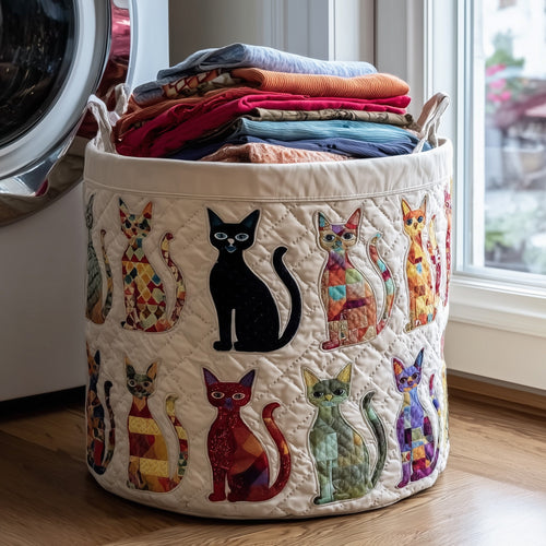 Playful Cat Quilted Laundry Basket GFTONL6238