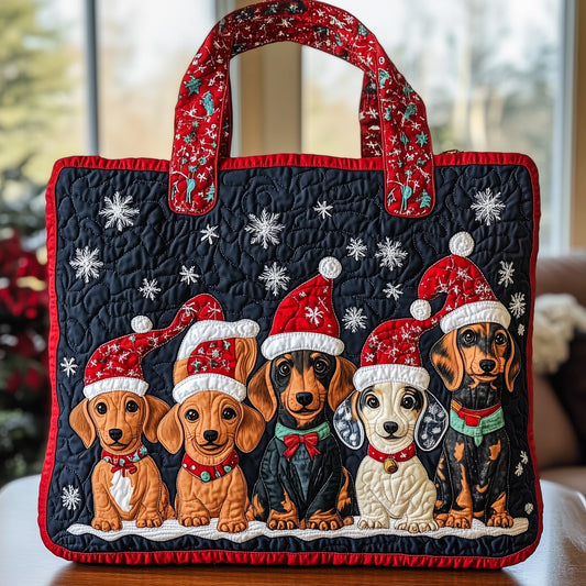 Festive Dachshund Quilted Tote Bag GFTONL6571
