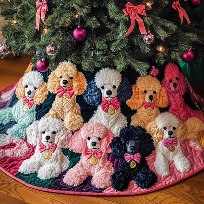 Colorful Poodle Quilted Tree Skirt GFTONL6814
