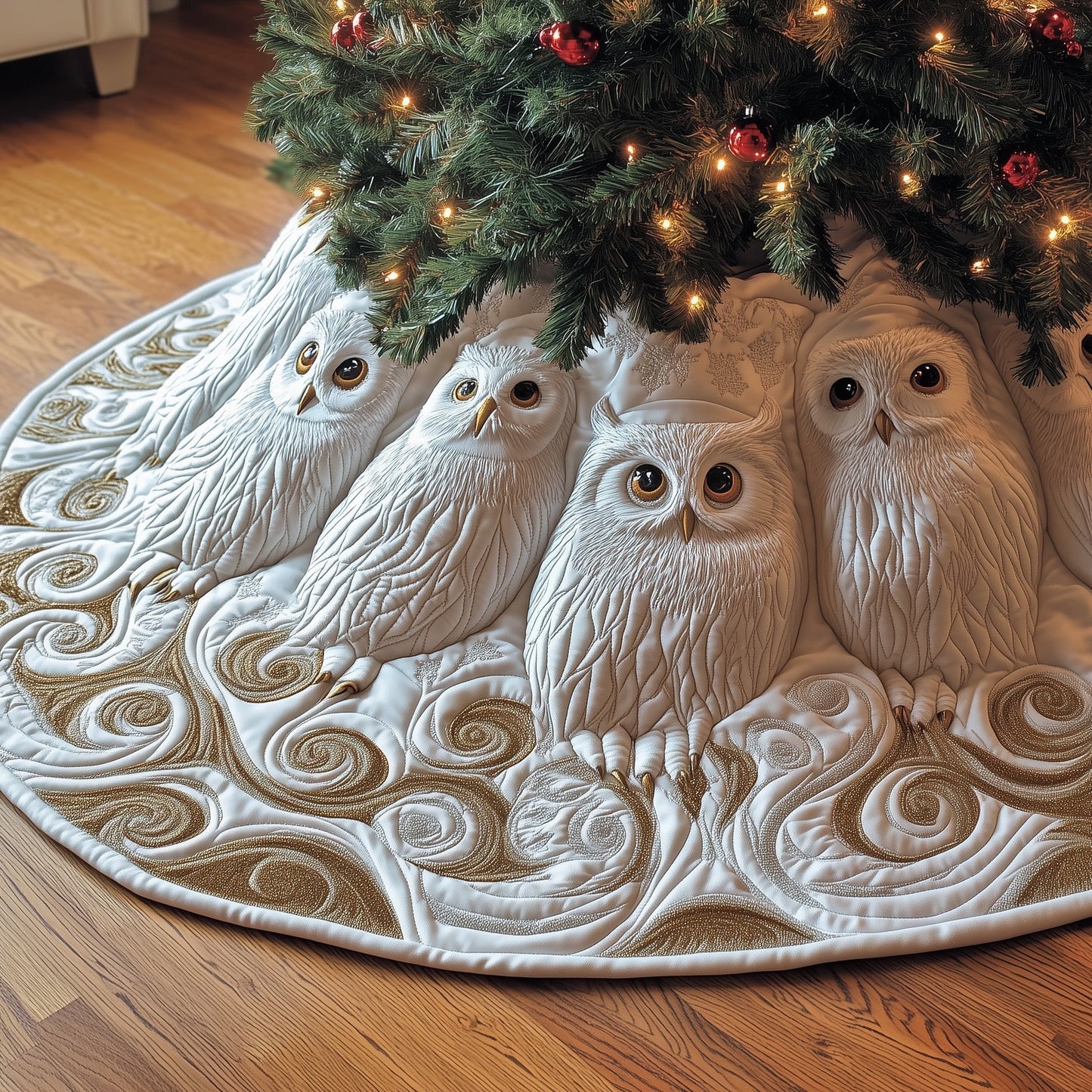 Winter Owl Quilted Tree Skirt GFTONL6826