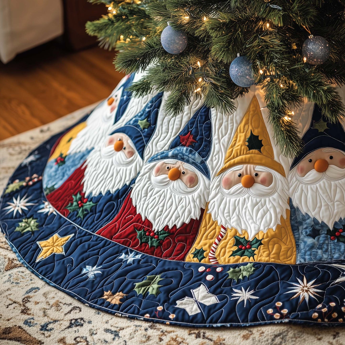 Holiday Gnome Quilted Tree Skirt GFTONL7074