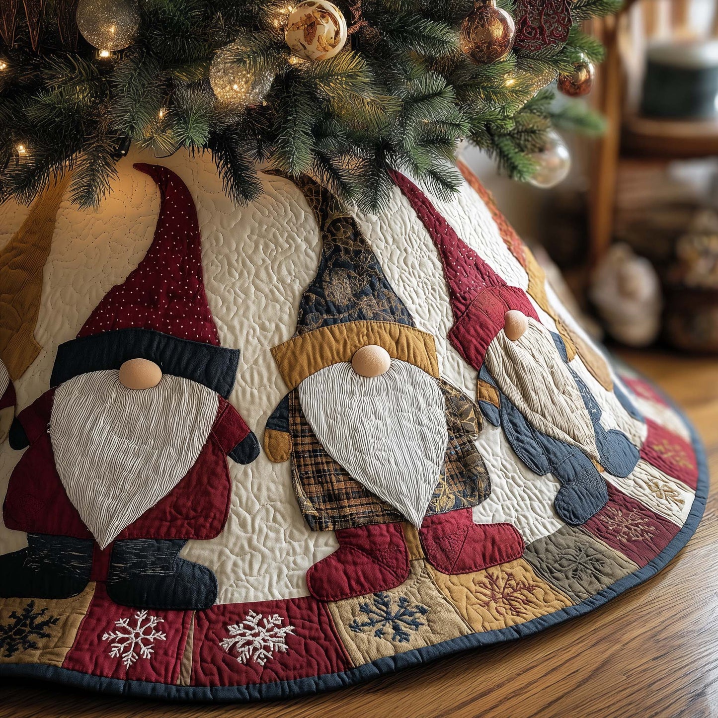 Joyful Gnome Quilted Tree Skirt GFTONL7076