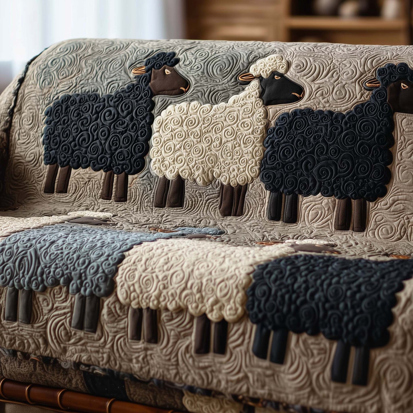 Adorable Sheep Quilted Sofa Cover GFTONL7091