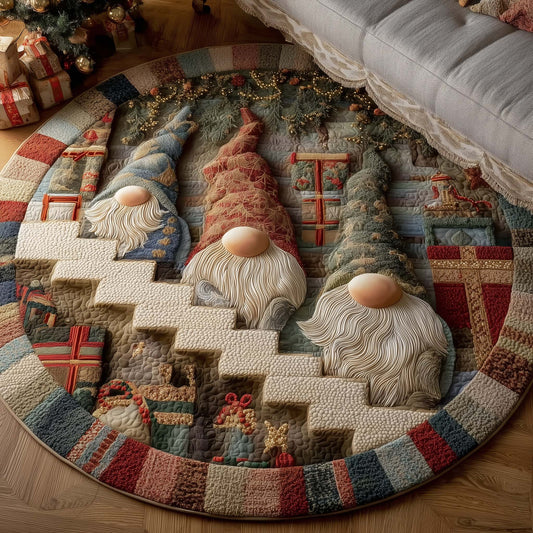 Holiday Gnomes Quilted Round Mat GFTONL7129