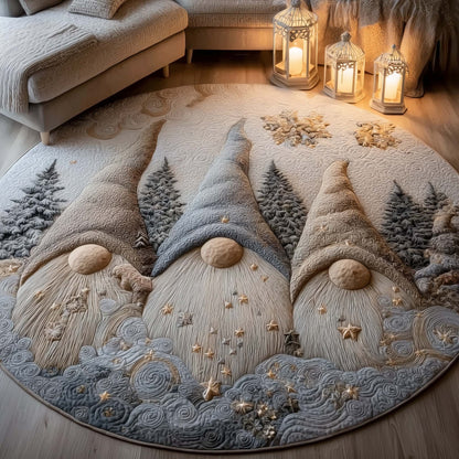 Holiday Gnomes Quilted Round Mat GFTONL7130