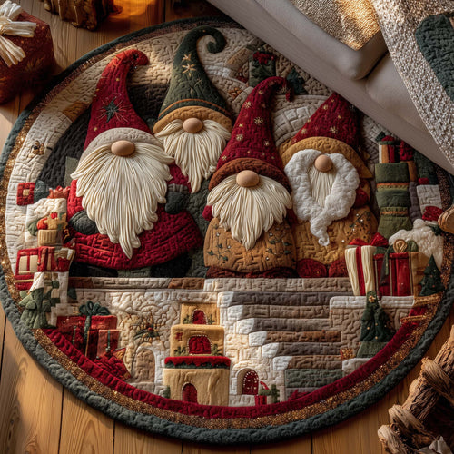 Holiday Gnomes Quilted Round Mat GFTONL7132