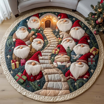 Holiday Gnomes Quilted Round Mat GFTONL7133