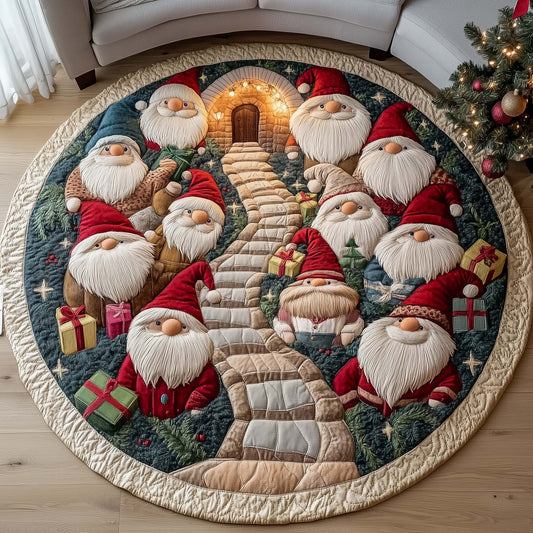Holiday Gnomes Quilted Round Mat GFTONL7133
