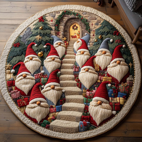 Holiday Gnomes Quilted Round Mat GFTONL7134