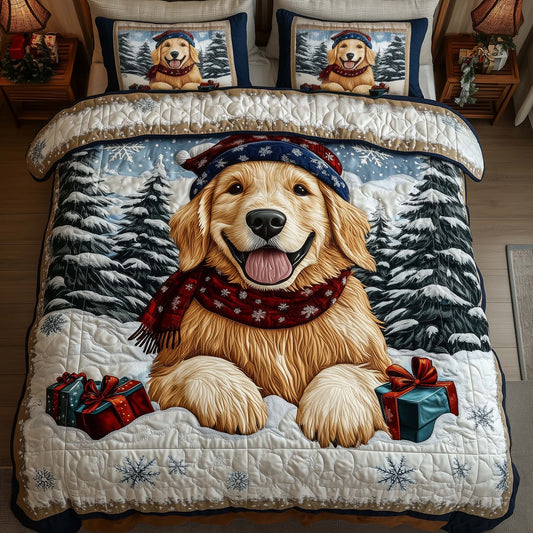 Festive Golden Retriever Duvet Cover Set GFTONL7244