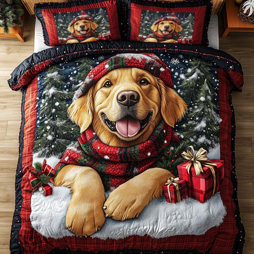 Festive Golden Retriever Duvet Cover Set GFTONL7247