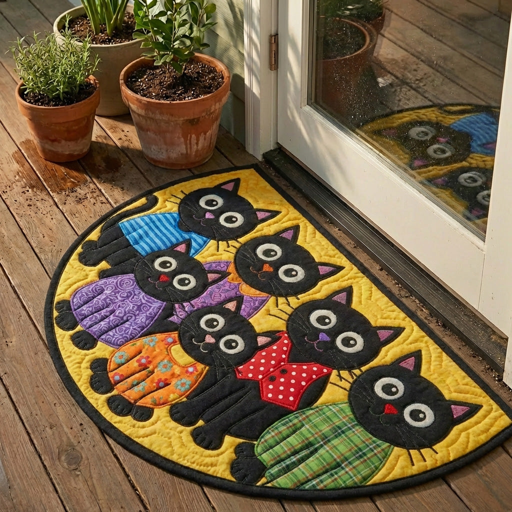 Whimsical Cat Quilted Welcome Mat GFTONL7299
