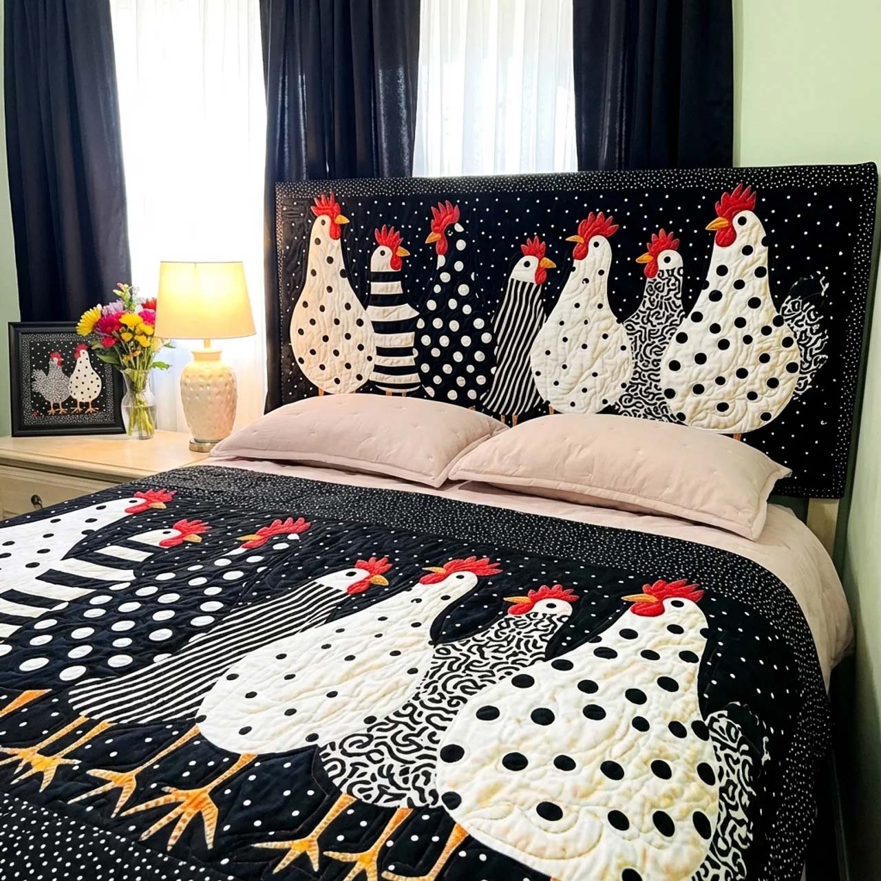 Funky Chicken Quilted Headboard Slipcover GFTONL7318