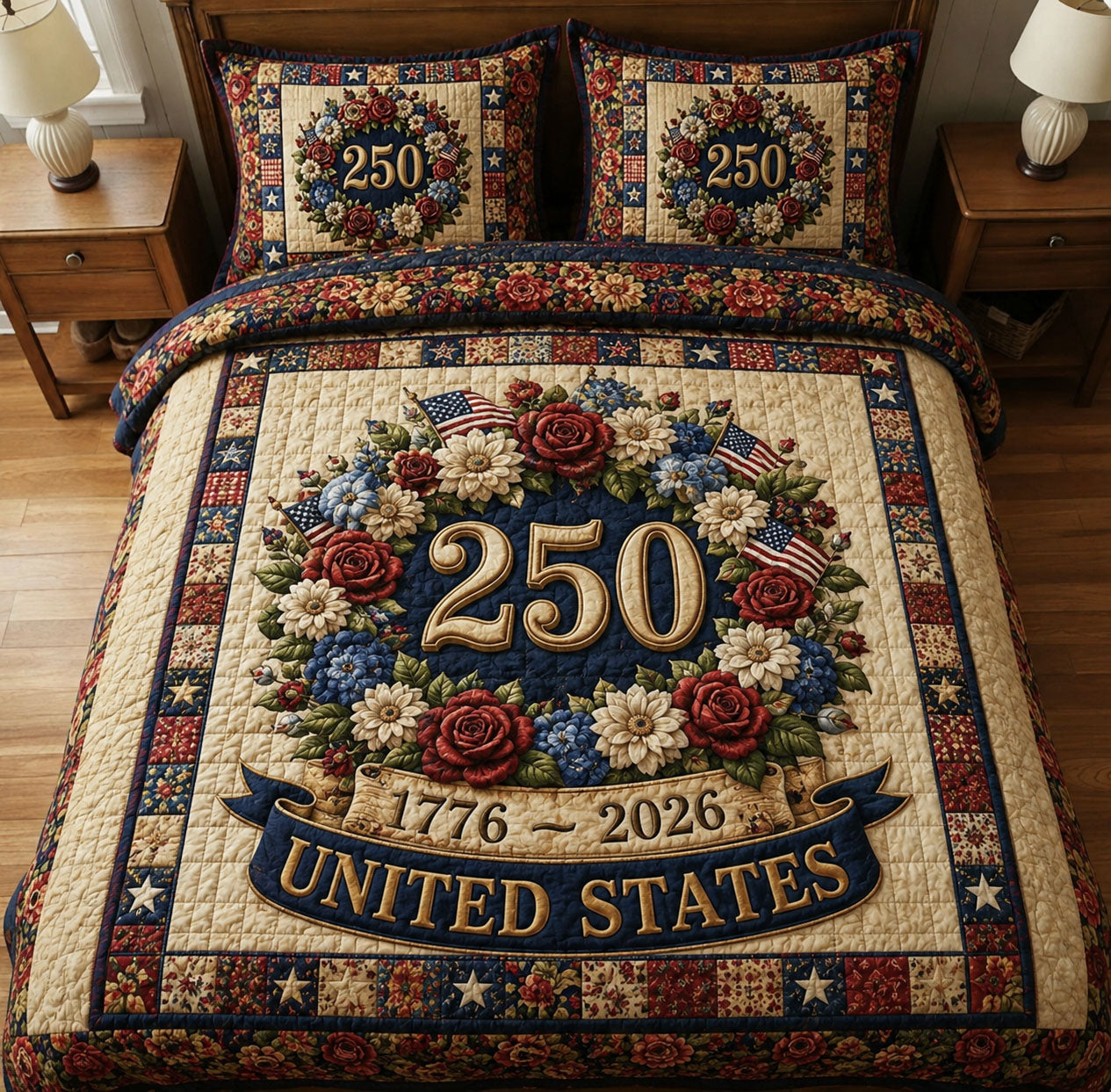Heritage Patch 3-Piece Quilted Bedding Set GFTONMU08
