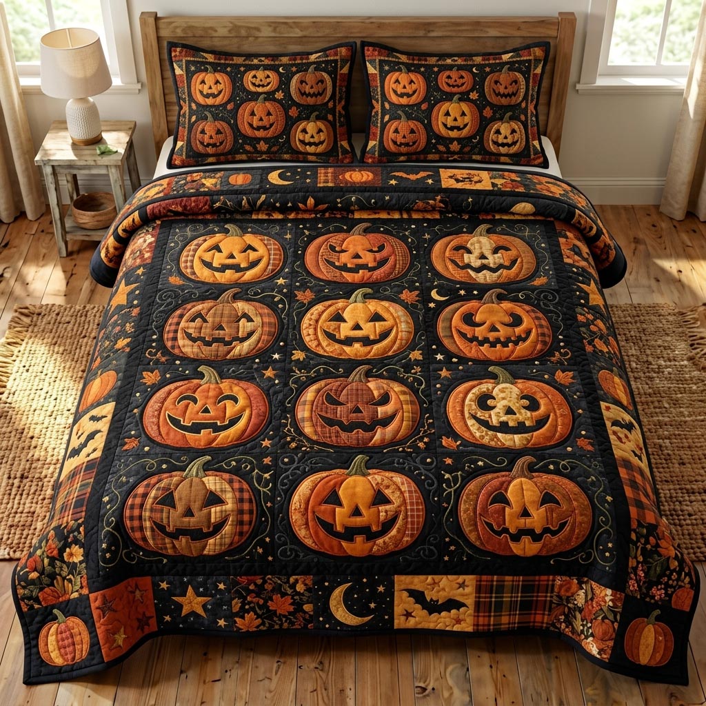 Pumpkin Patch 3-Piece Quilted Bedding Set GFTONMU1059