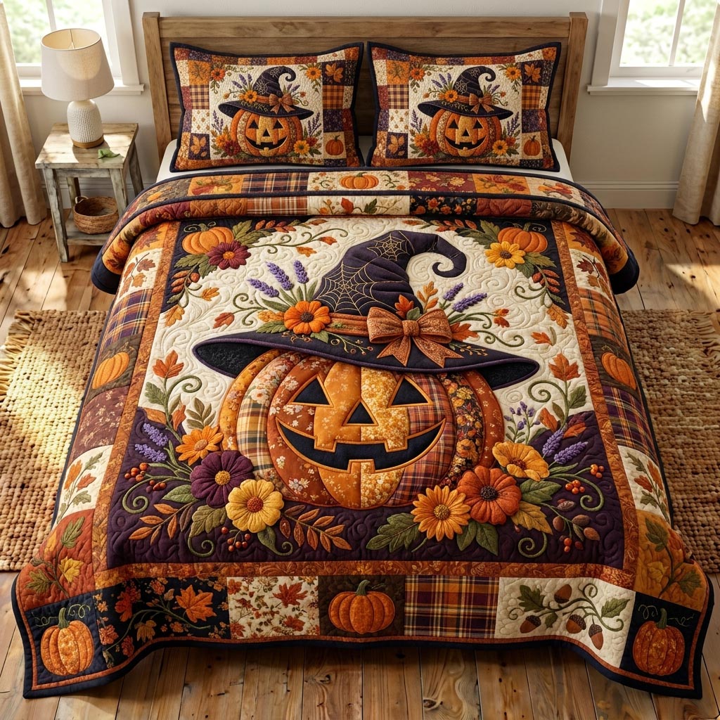 Pumpkin Patch 3-Piece Quilted Bedding Set GFTONMU1060