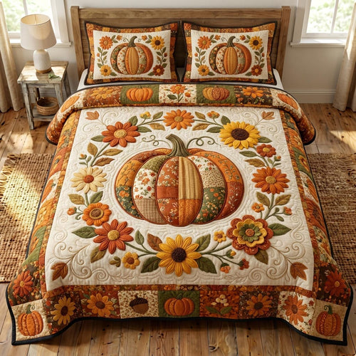 Pumpkin Patch 3-Piece Quilted Bedding Set GFTONMU1061