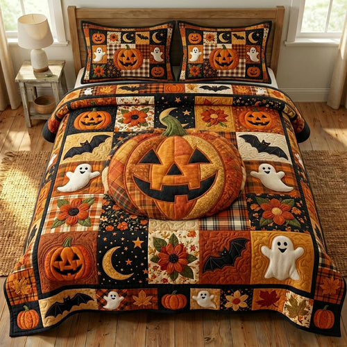 Pumpkin Patch 3-Piece Quilted Bedding Set GFTONMU1090