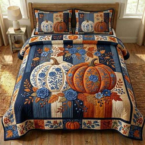 Pumpkin Patch 3-Piece Quilted Bedding Set GFTONMU1094