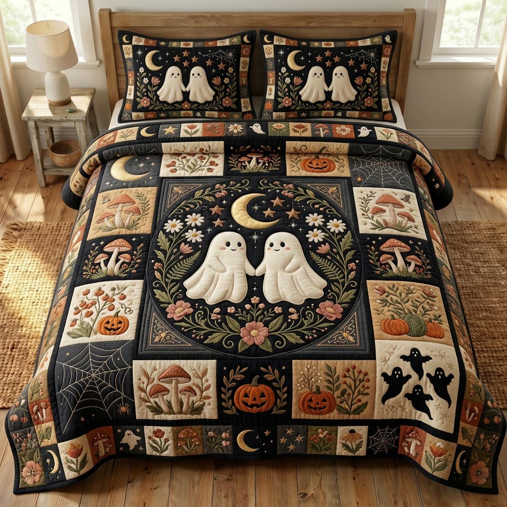Halloween Ghost 3-Piece Quilted Bedding Set GFTONMU1098