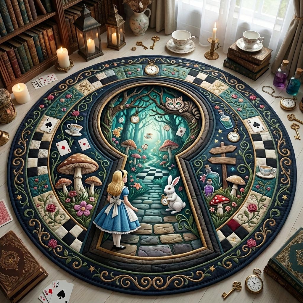 Alice In Wonderland Quilted Round Mat GFTONMU1122