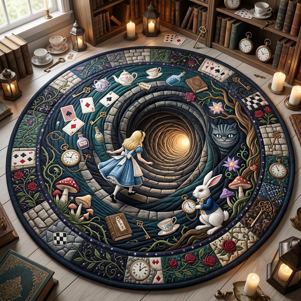 Alice In Wonderland Quilted Round Mat GFTONMU1123