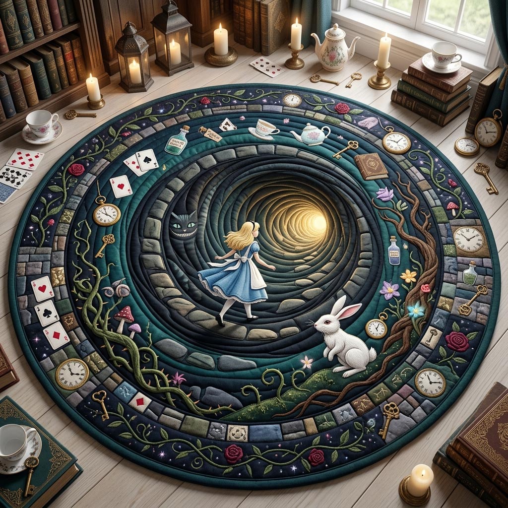 Alice In Wonderland Quilted Round Mat GFTONMU1124
