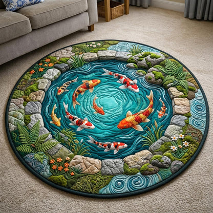 Koi Fish Pond Quilted Round Mat GFTONMU1127