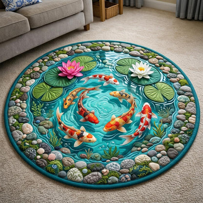 Koi Fish Pond Quilted Round Mat GFTONMU1129